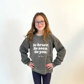 Be Brave Youth Sweatshirt – Gray and Pink